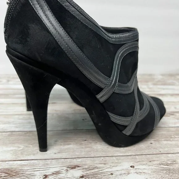 Via Spiga SIZE 10 Black Suede Platform 5” Heels Leather Booties - Picture 4 of 12